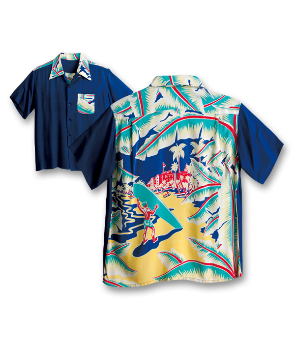 40s 50s レア 久しく アロハシャツ aloha vintage 富士山 大名行列